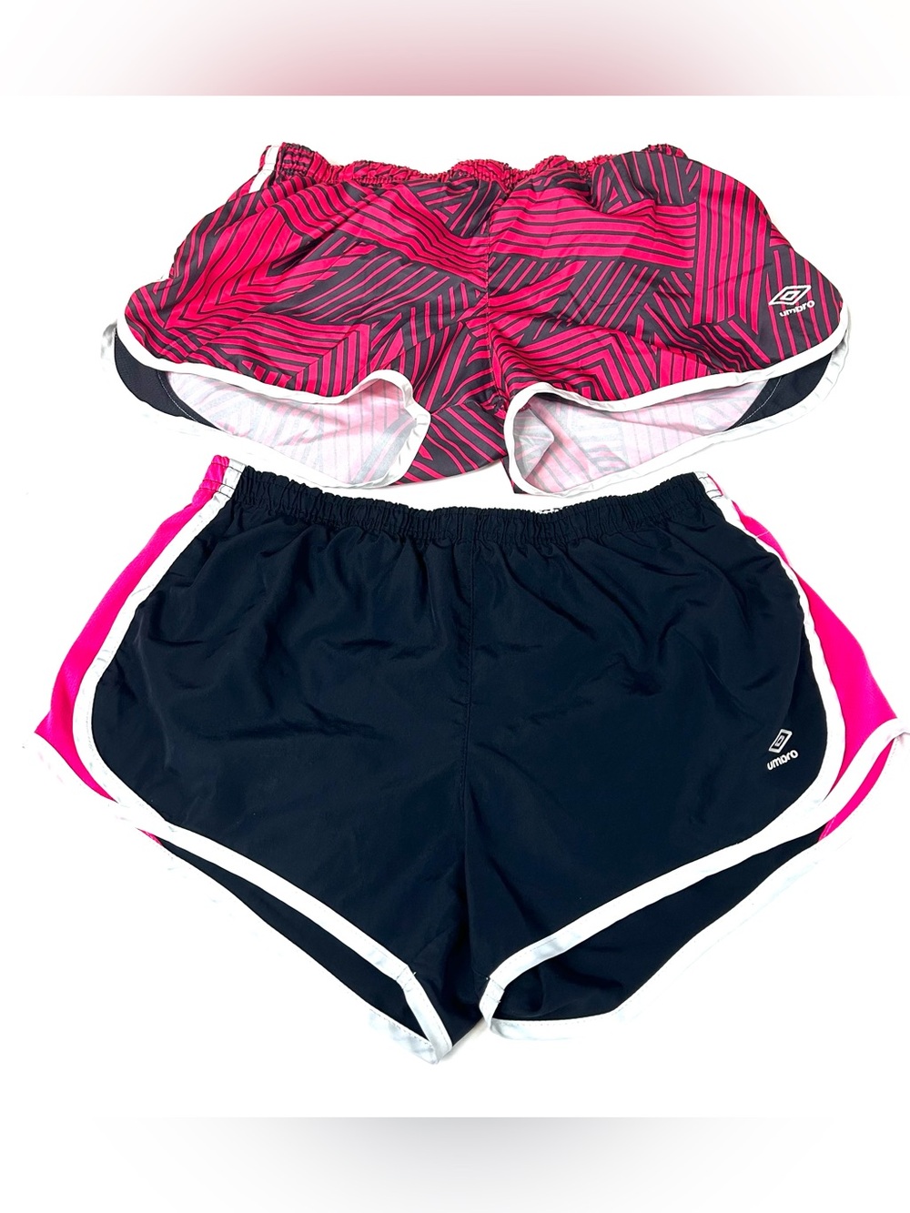 Lot Of 2 Pairs Umbro Women’s Size Large Athletic Shorts Pink Black #3627